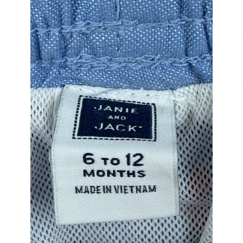 Janie and Jack Boys Blue Sailboat Embroidered Swim Trunks Shorts‎ 6-12 Months
